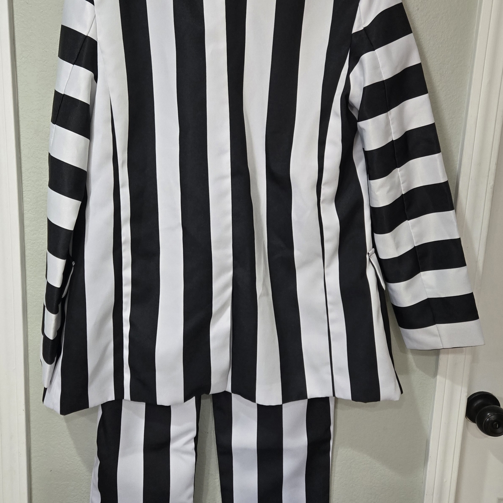 Spirit Halloween Beetlejuice Costume Adult Small Jacket Pants Tie Black White - Picture 7 of 14